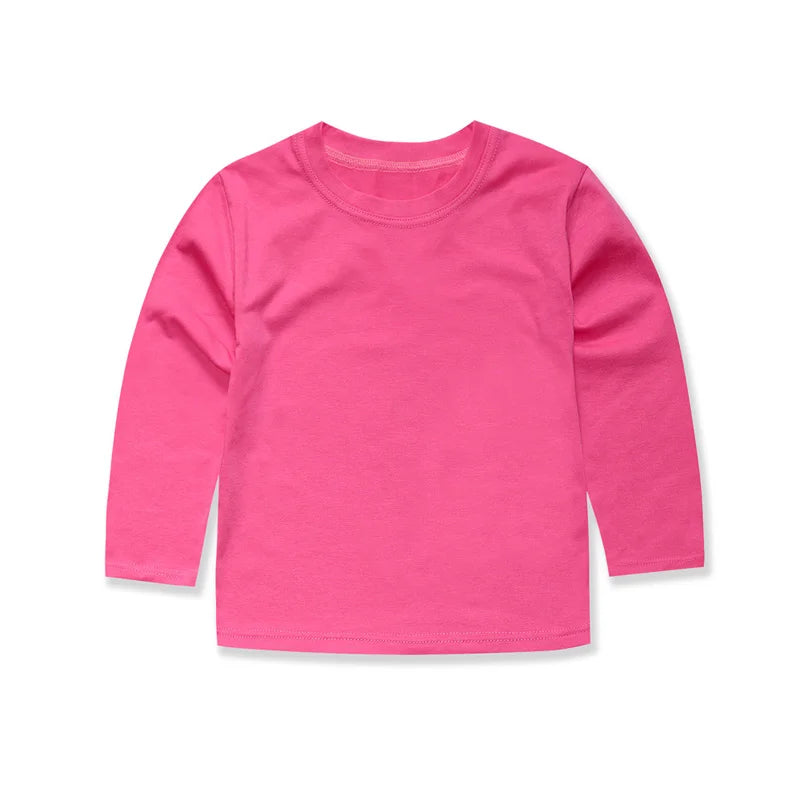 Kids Long Sleeve Cotton T-Shirt - Unisex Casual Tee for Boys & Girls