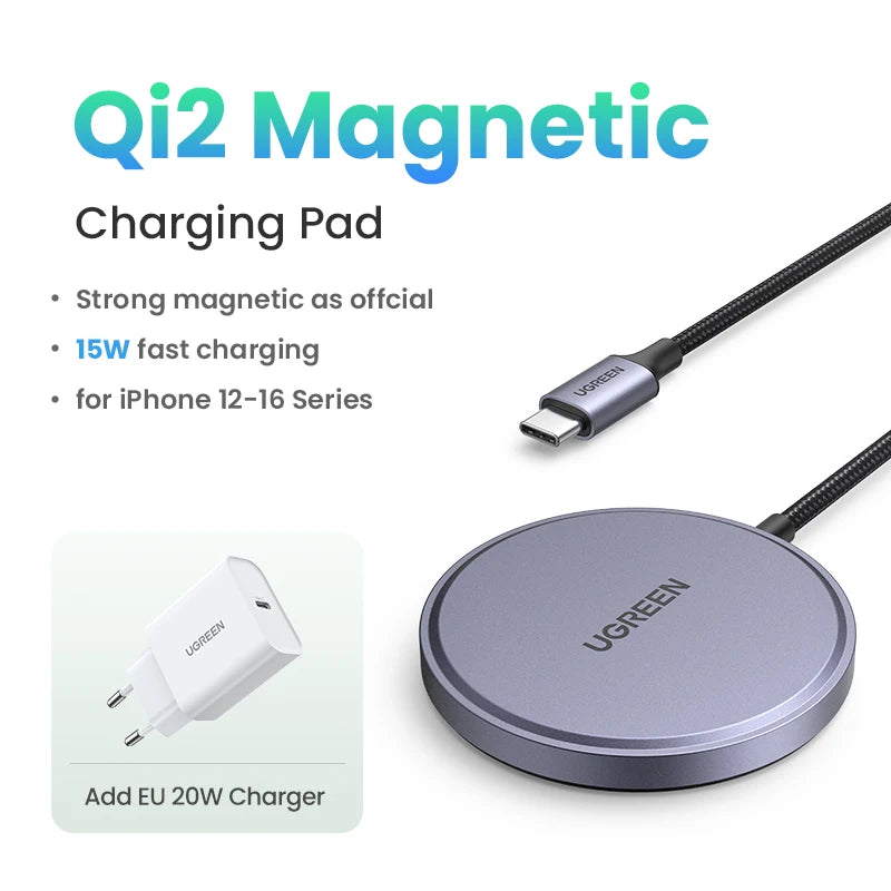 UGREEN 15W Magnetic Wireless Charger for iPhone 16–17 Pro Max