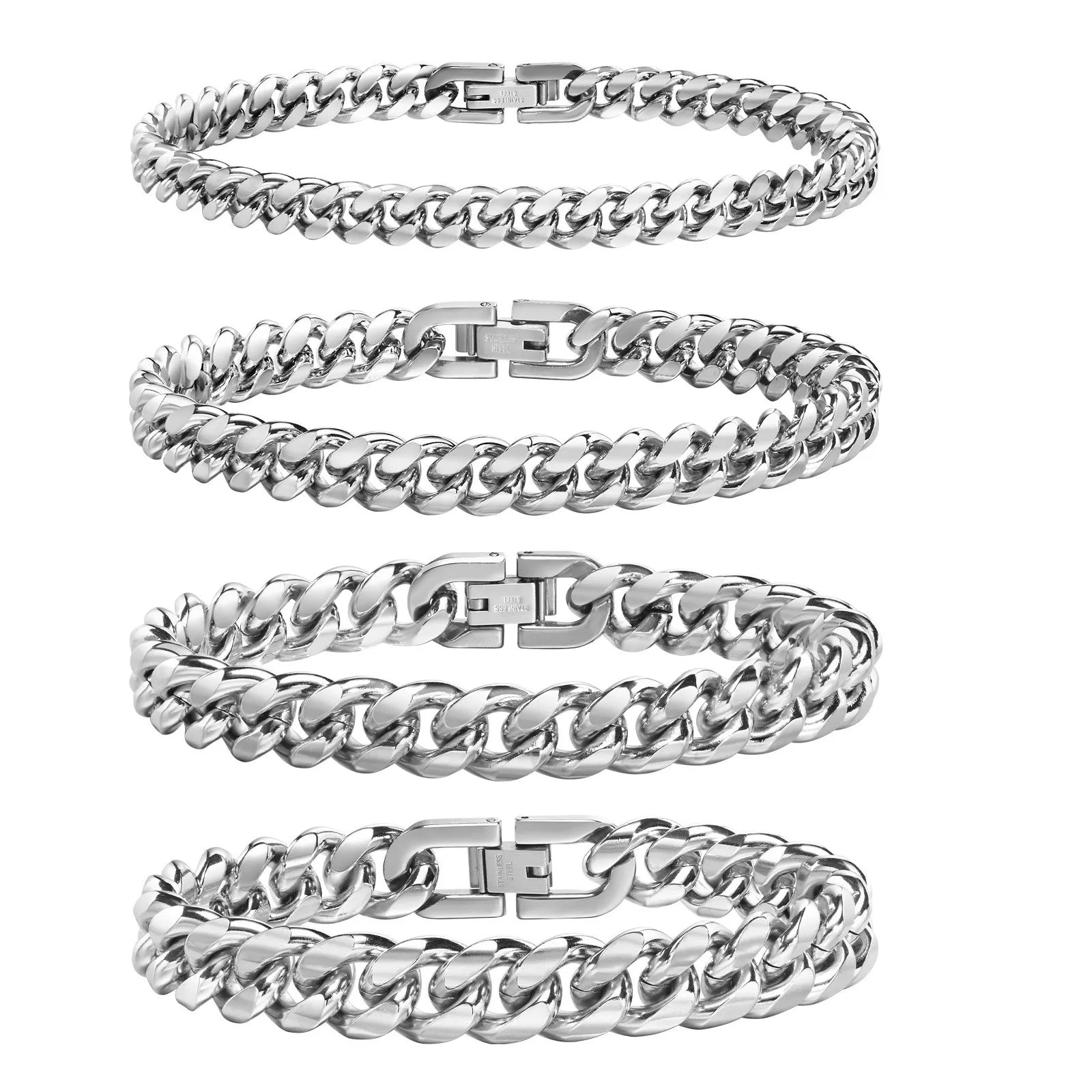 VNOX Cuban Chain Bracelet - Stainless Steel Curb Link Wristband for Men & Women