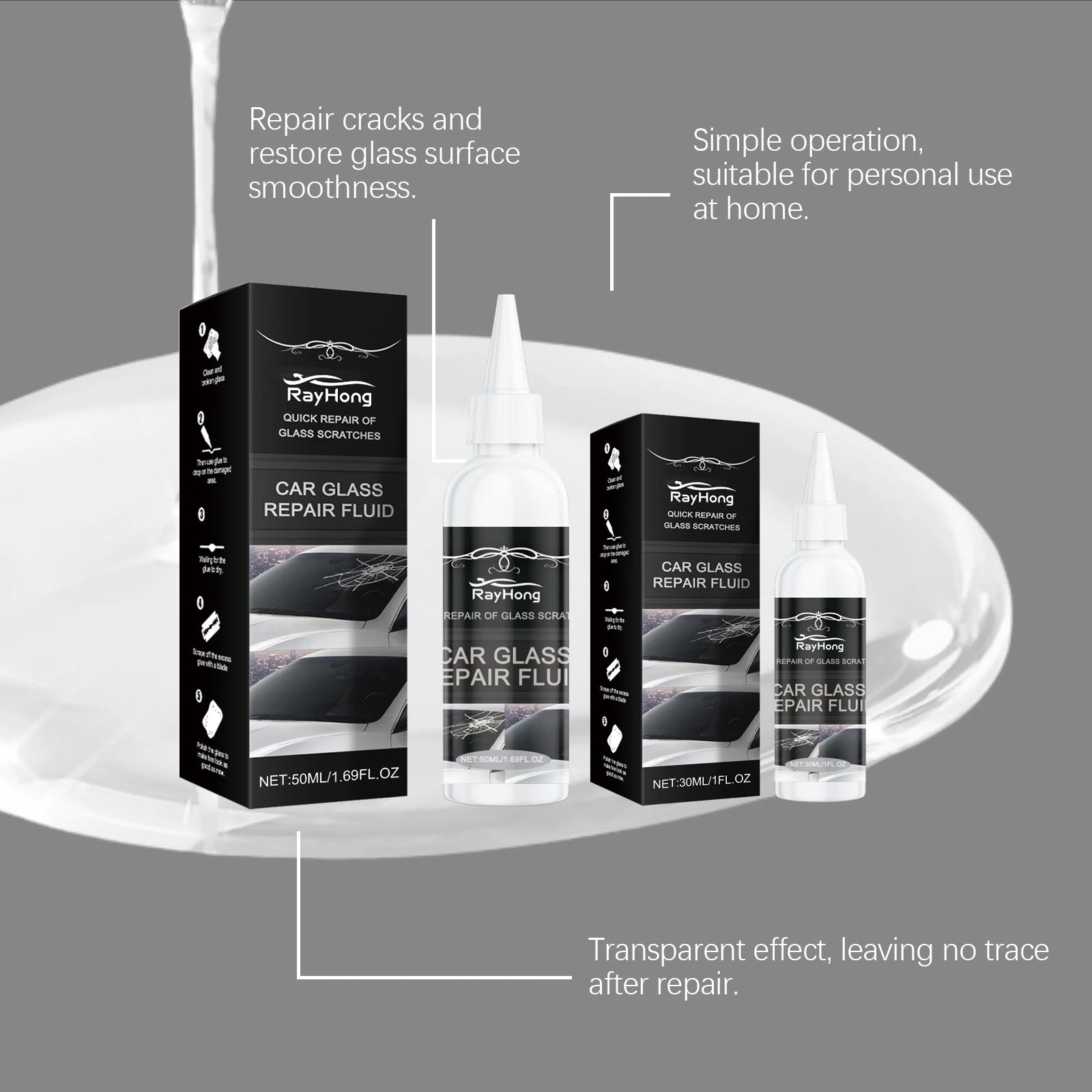 Car Windshield Repair Kit DIY Glue Quick Fix Car Glass Crack Repair Agent Chips Cracks Combined Repair for All Types of Glass