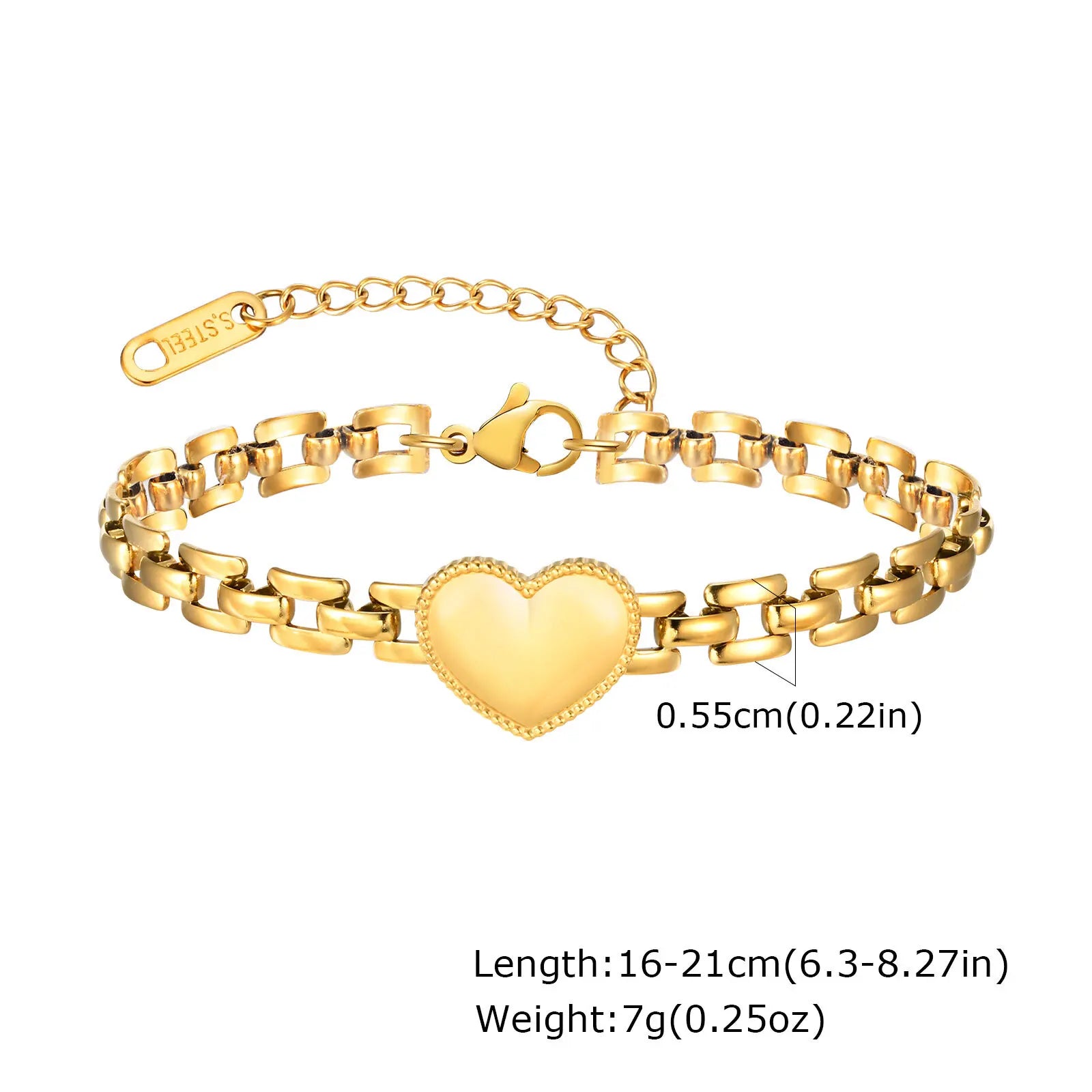 Chunky Stainless Steel Link Chain Bracelet – Gold Plated Layering Jewelry