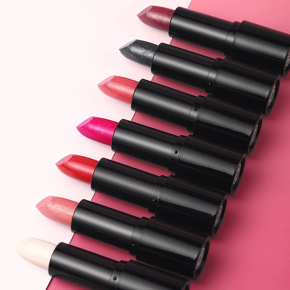 Shimmer Coral Metallic Lipstick - Glitter Diamond Waterproof Lip Gloss