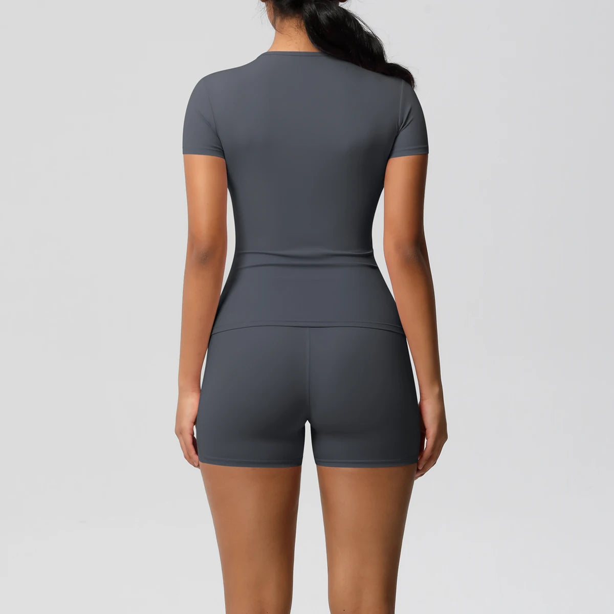 Women's 2-Piece Workout Set - Push-Up Shirt & High Waist Shorts for Yoga & Fitness
