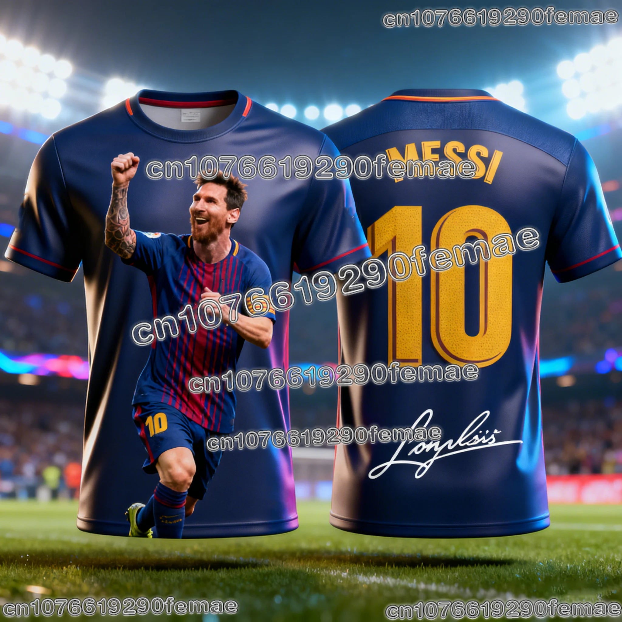 Messi Commemorative Football T-Shirt - Graphic Print Jersey Style