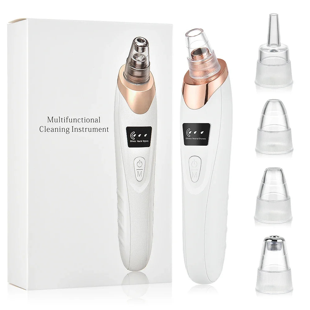 Electric Blackhead Remover Vacuum with 3 Suction Levels & 5 Heads