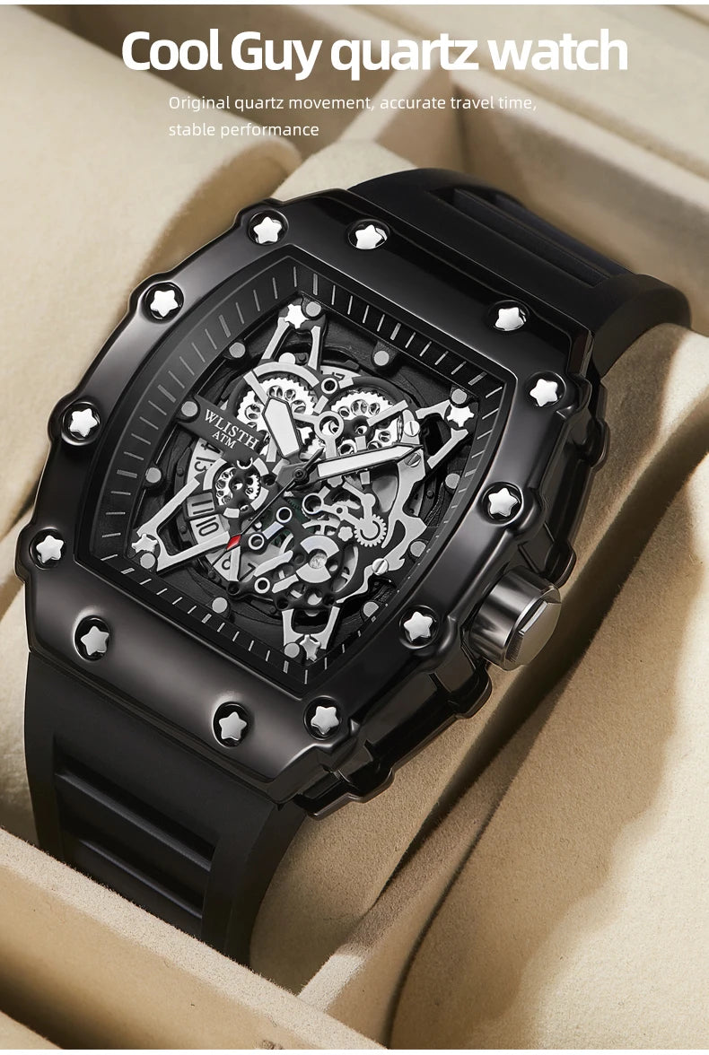Men's Sport Quartz Watch - Waterproof Silicone Band Wristwatch