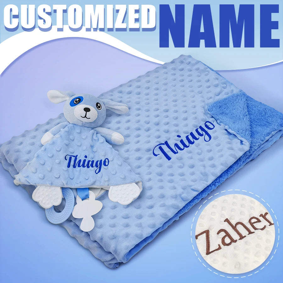 Personalized Newborn Baby Blanket – Custom Name Stroller & Sleeping Gift Set