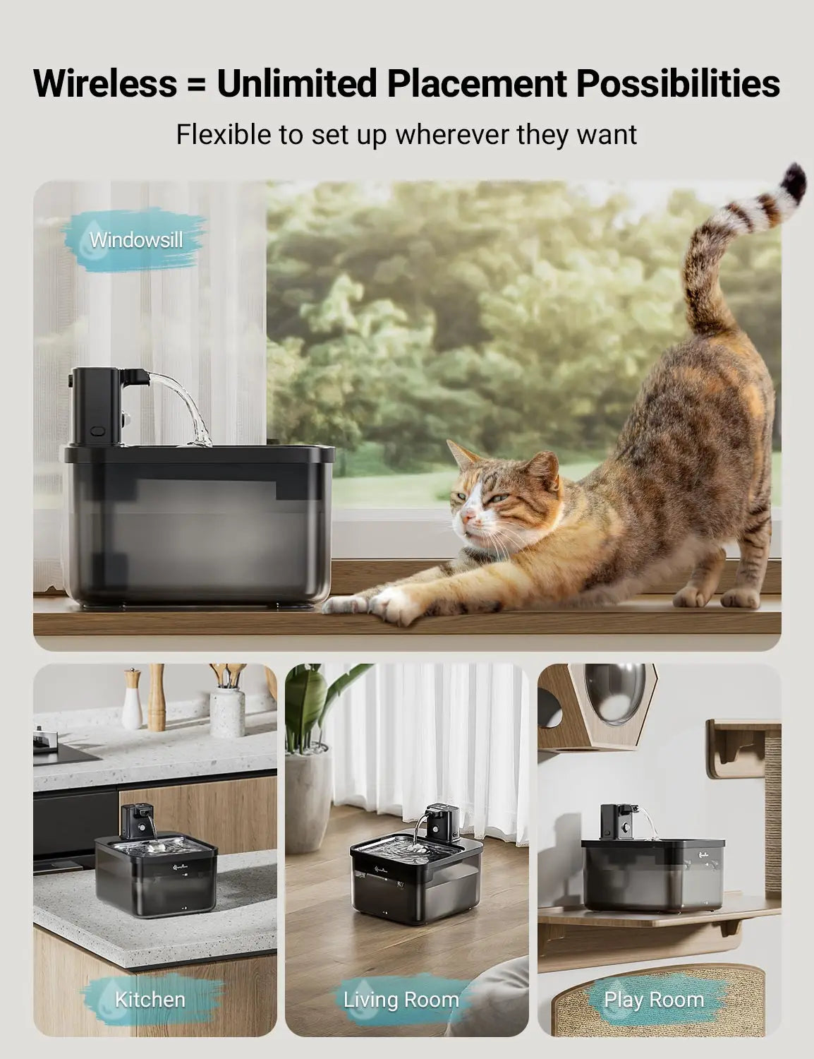 DownyPaws 2.5L Automatic Stainless Steel Cat Water Fountain