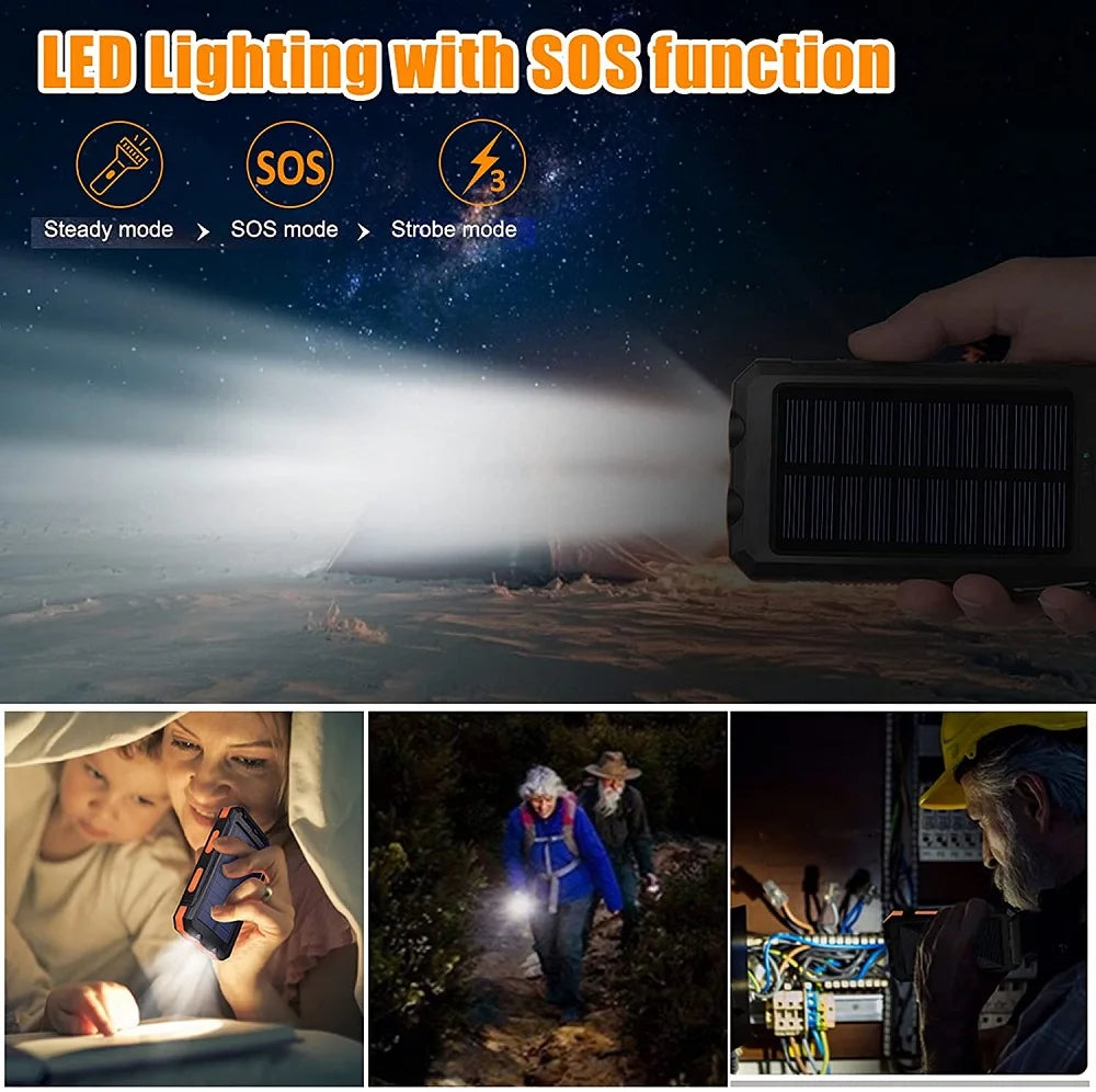 Solar 80000mAh Portable Power Bank with LED Light