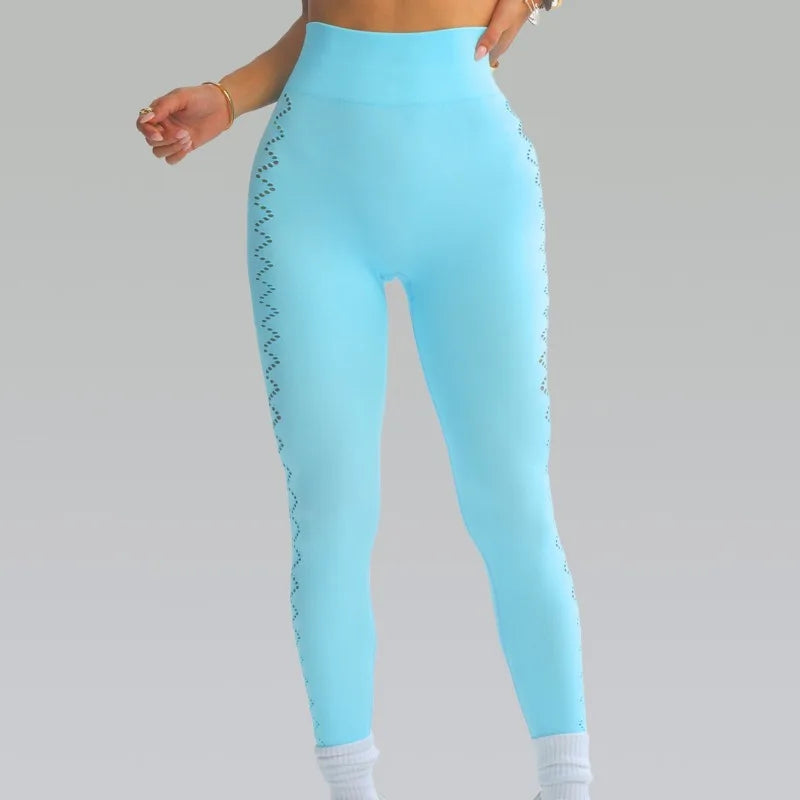 Hollow-Out Yoga Leggings for Women - High-Waisted Hip-Lifting Workout Tights