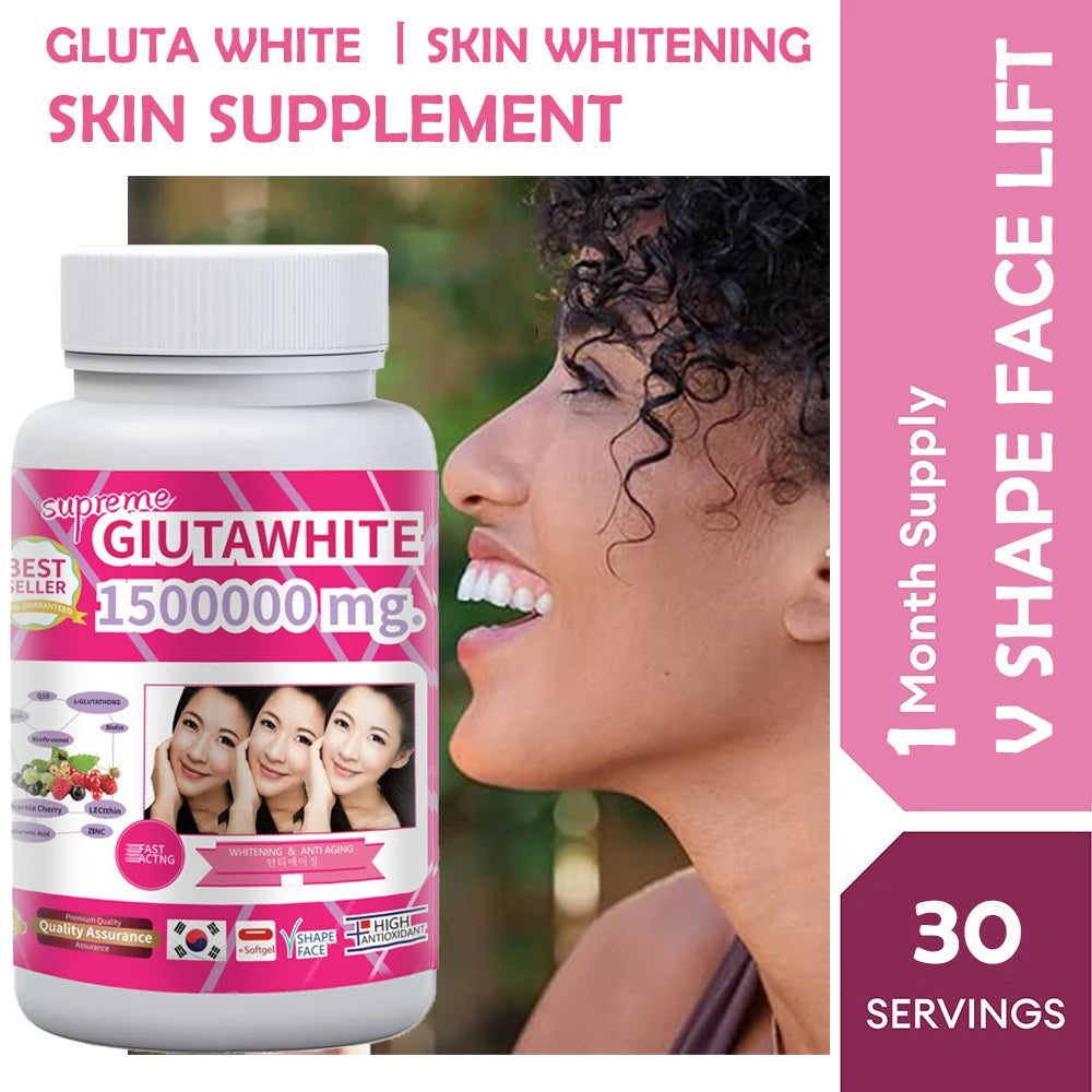 GLUTA WHITE 1,500,000mg Glutathione Skin Whitening Softgels (30 Caps)
