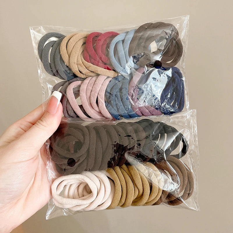 Colorful Elastic Hair Rope – Ponytail Scrunchie Set for Girls | Outdoor & Casual Wear