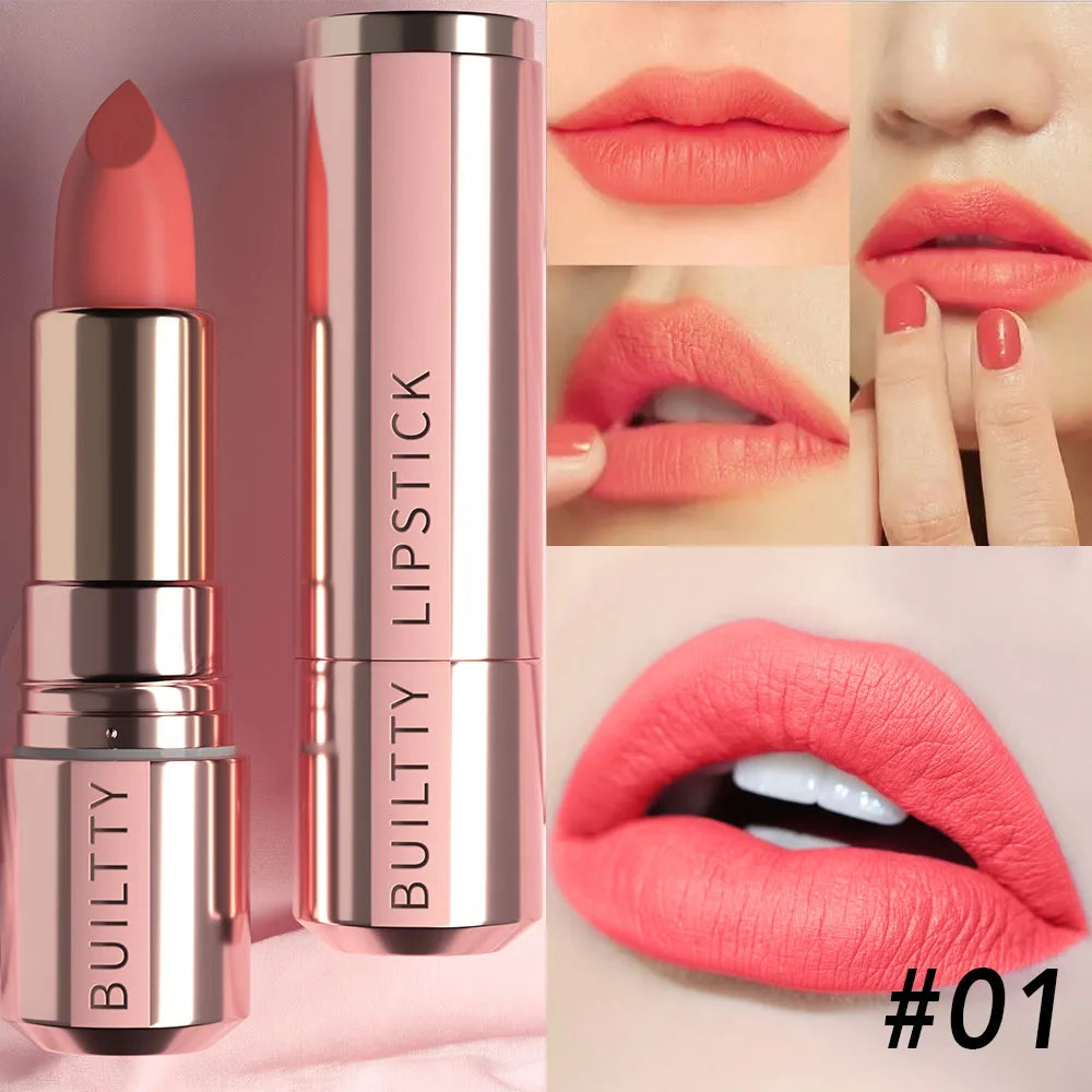 Matte Nude Lipstick - Smooth Velvety Long-Lasting, Non-Transfer Lip Stick