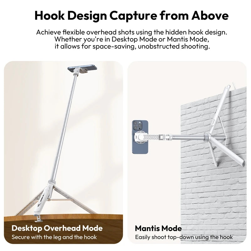 Tripé para selfie com suporte para celular – ideal para vlogs.