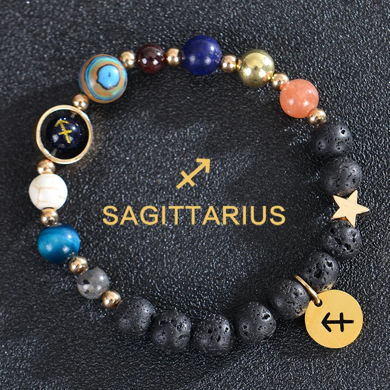 Zodiac Crystal Stone Bracelet for Women - 12 Constellation Charm Birthday Gift
