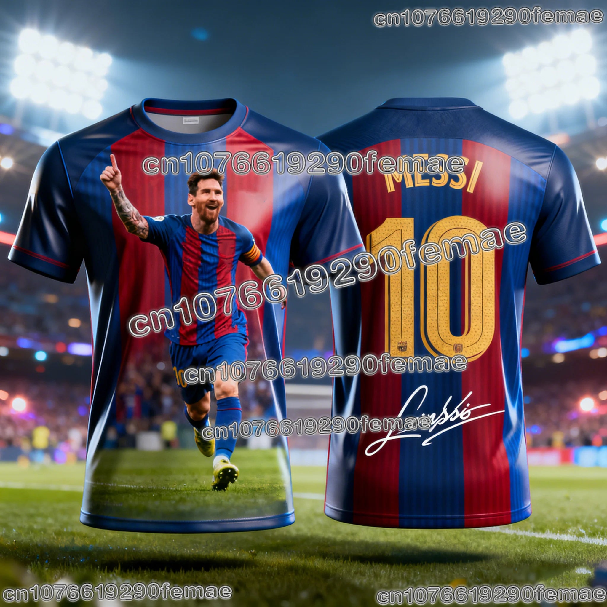 Messi Commemorative Football T-Shirt - Graphic Print Jersey Style
