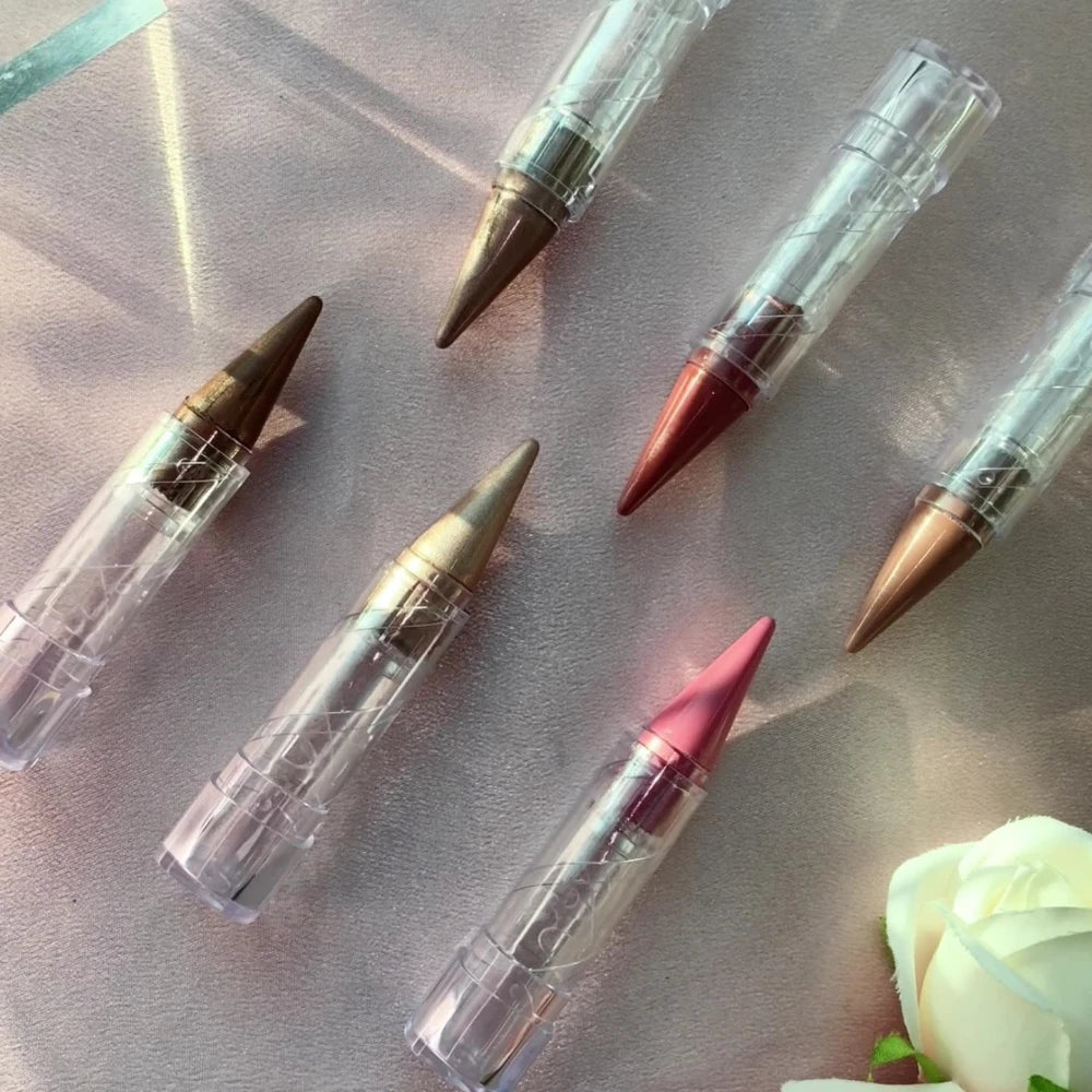 Pearlescent Brown Glitter Lipstick - Metallic Waterproof Matte Shimmer Velvet Finish