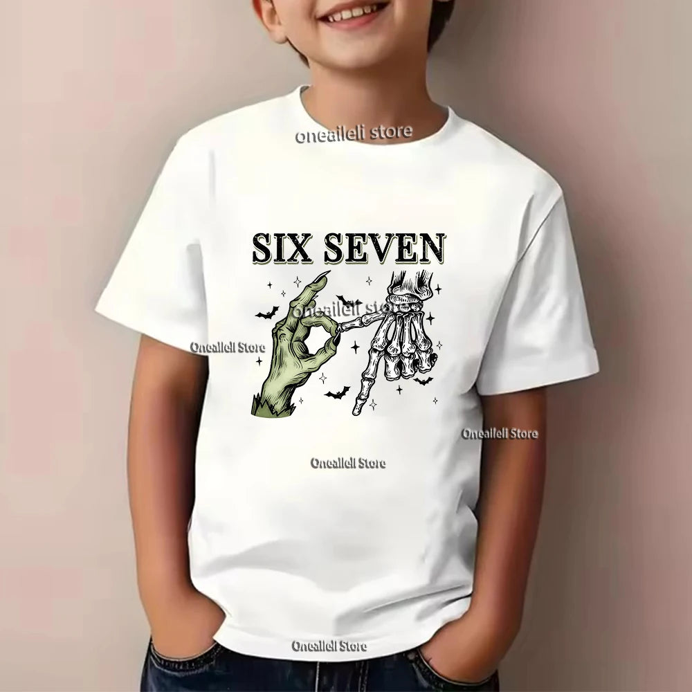 Camiseta infantil de algodão para o verão, com estampa divertida.