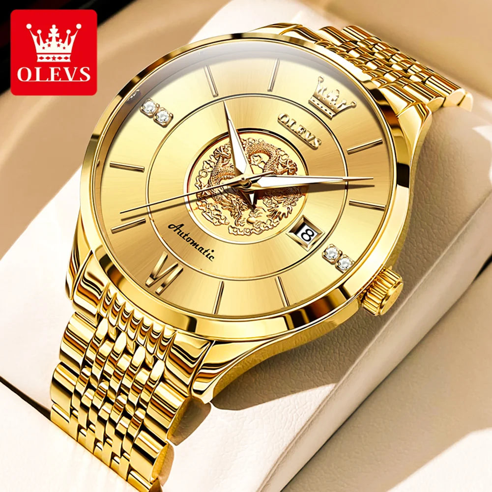 OLEVS 6693 Automatic Mechanical Watch - Dragon Relief Men's Luxury Watch