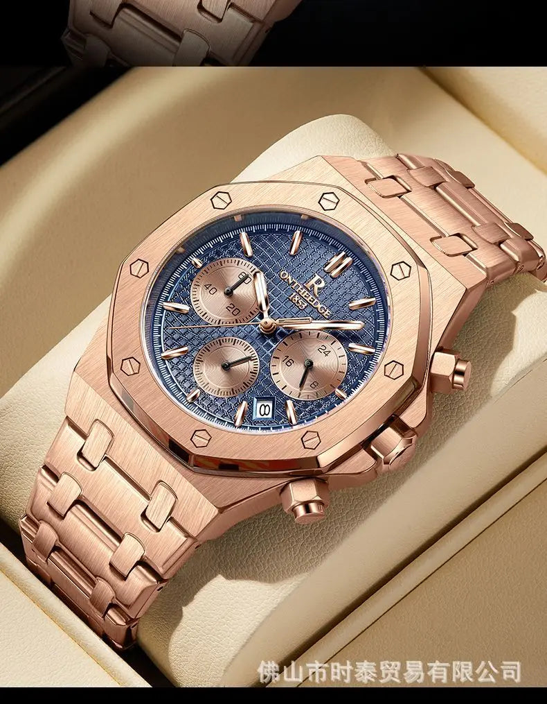 Swiss Brand Multi-Functional Men's Watch – Waterproof Luminous Quartz Timepiece
