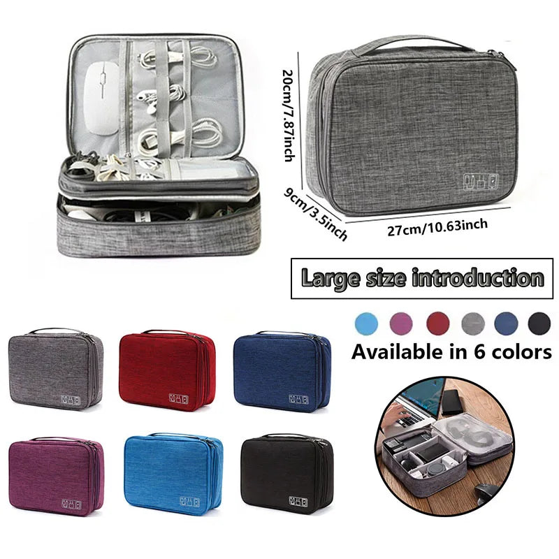 Waterproof Cable Storage Bag – Portable Electronic Travel Organizer