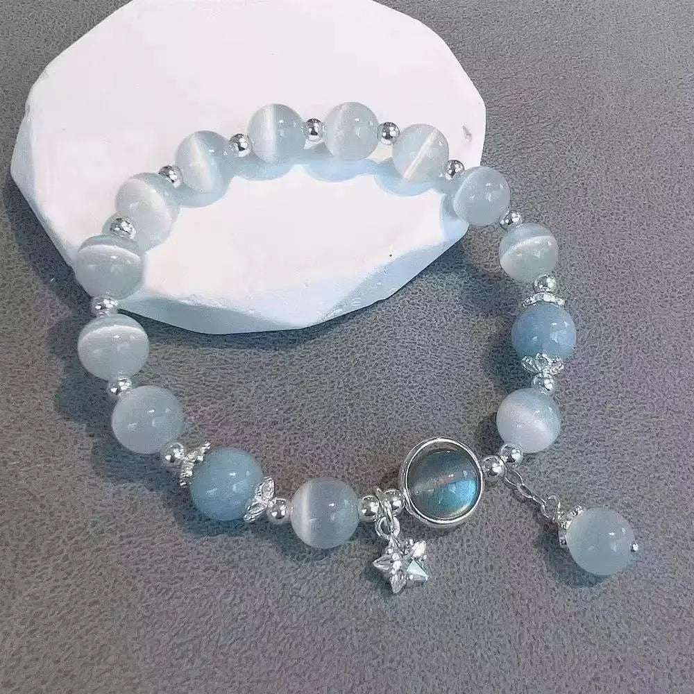 Butterfly Beaded Chain Bracelet for Women - Purple