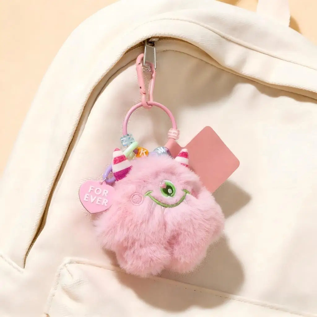 Monster Plush Toy Keychain with Colorful Chain, Creative Doll Bag Charm Pendant, Cute Gift for Kids Women Men for Backpack Purse
