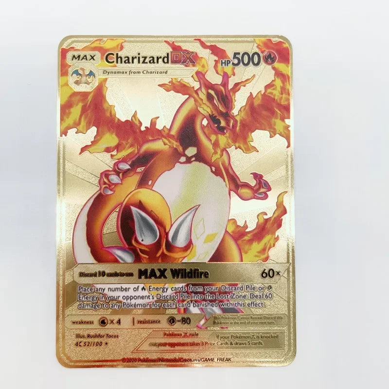 Spanish Pokemon Gold Metal Cards – Mewtwo, Pikachu GX & Charizard VMAX Set