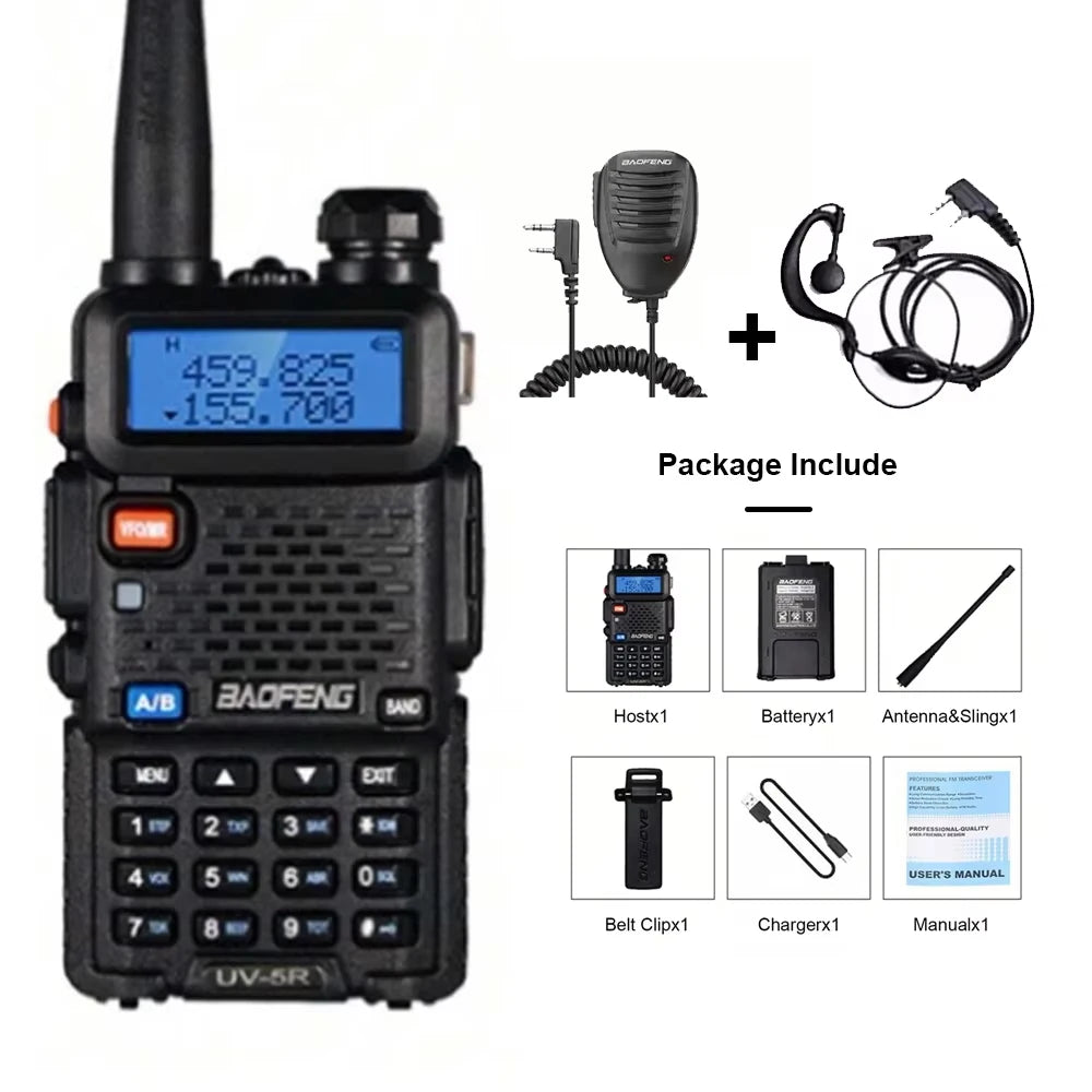 Baofeng UV-5R Two-Way Radio - Dual Band VHF/UHF Ham Radio with USB Charging
