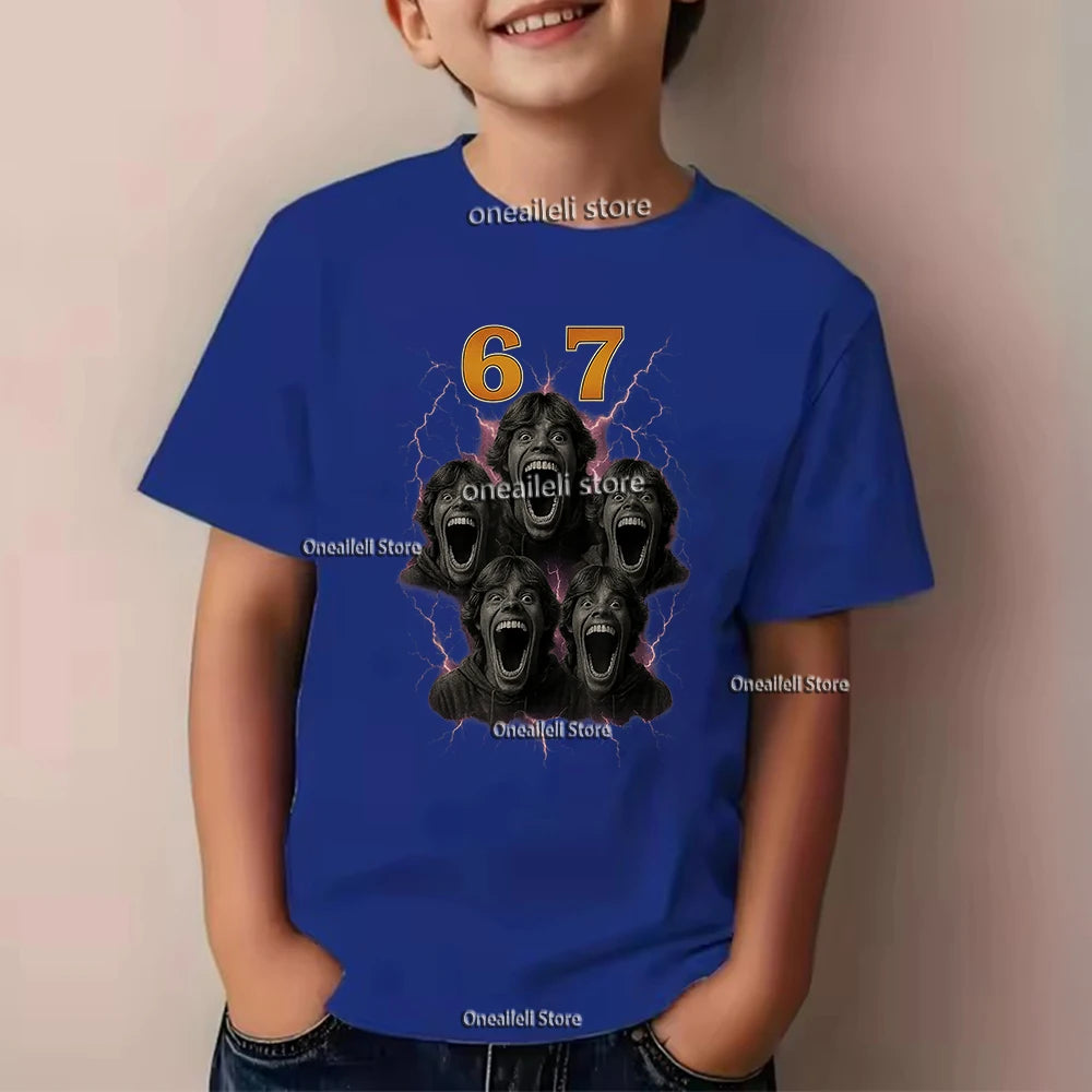 Camiseta infantil de algodão para o verão, com estampa divertida.