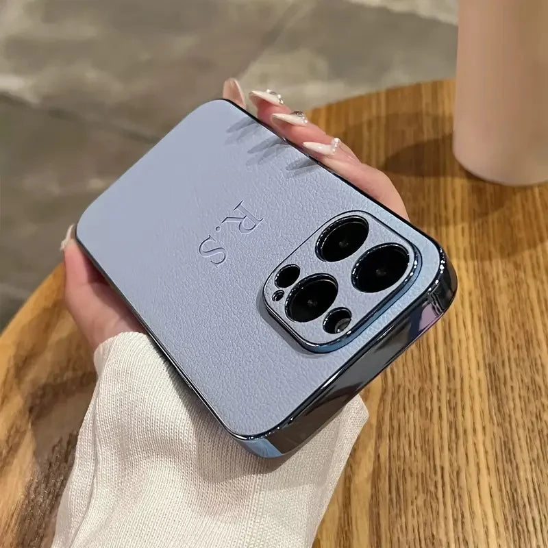 Personalized Leather iPhone Case with Custom Initials