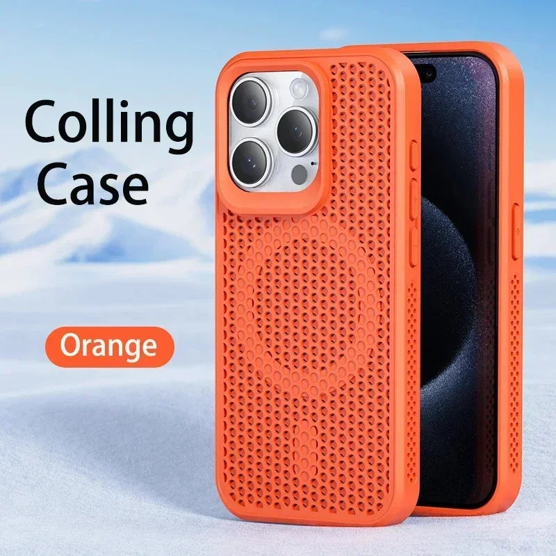 Cooling iPhone Case – Heat Dissipation Breathable Hard Cover with MagSafe for iPhone 17, 16, 15, 14, 13, 12, 11