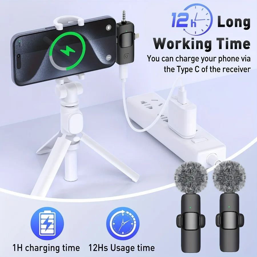 Wireless Mini Lavalier Mic for iPhone Android - Perfect for Video Makers, Live Streaming & Content Creation