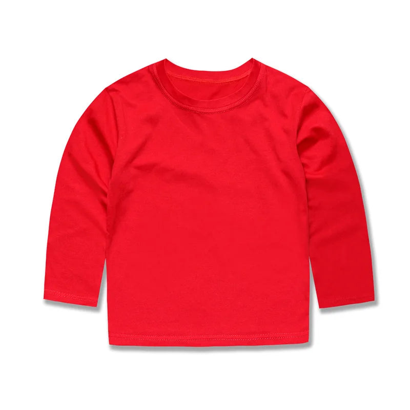 Kids Long Sleeve Cotton T-Shirt - Unisex Casual Tee for Boys & Girls