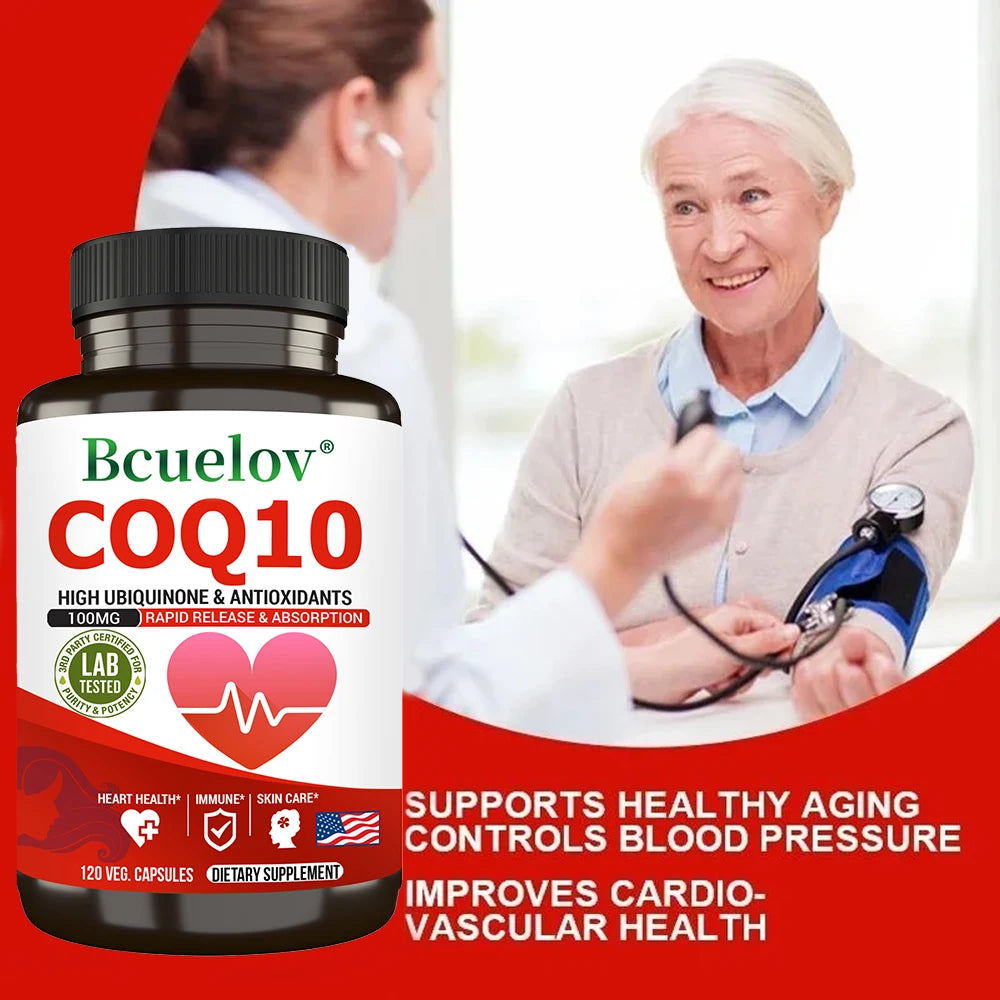 CoQ10 100mg High Absorption Supplement - Heart Health & Energy Support with Black Pepper Extract (120 Capsules)