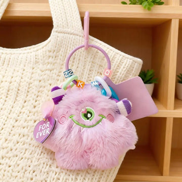 Monster Plush Toy Keychain with Colorful Chain, Creative Doll Bag Charm Pendant, Cute Gift for Kids Women Men for Backpack Purse