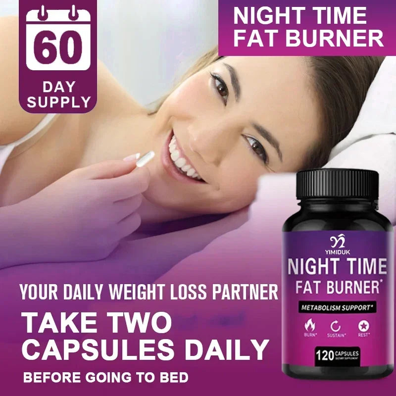 Night Time Fat Burner with Melatonin - Sleep Support & Metabolism Booster