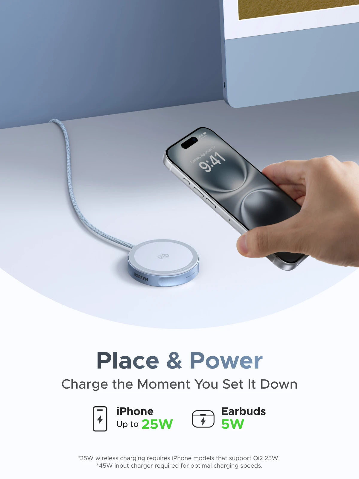 UGREEN Magflow 25W Qi2 Wireless Charger for iPhone 16–17 Pro Max