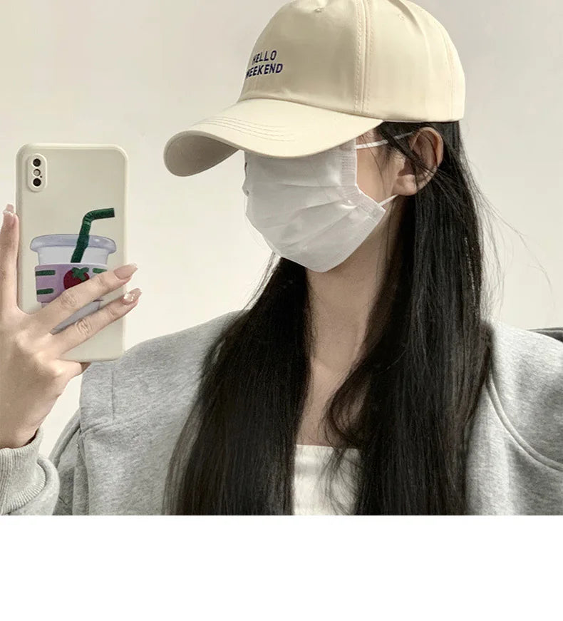 Oversized Baseball Cap for Big Heads - Embroidered Letter Curved Brim Hat for Women