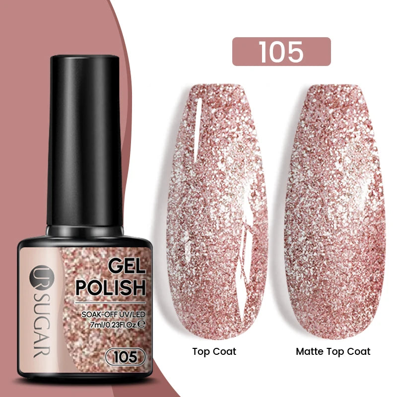 Glitter Gel Nail Polish – Semi-Permanent UV LED Gel with Sparkling Shimmer Finish