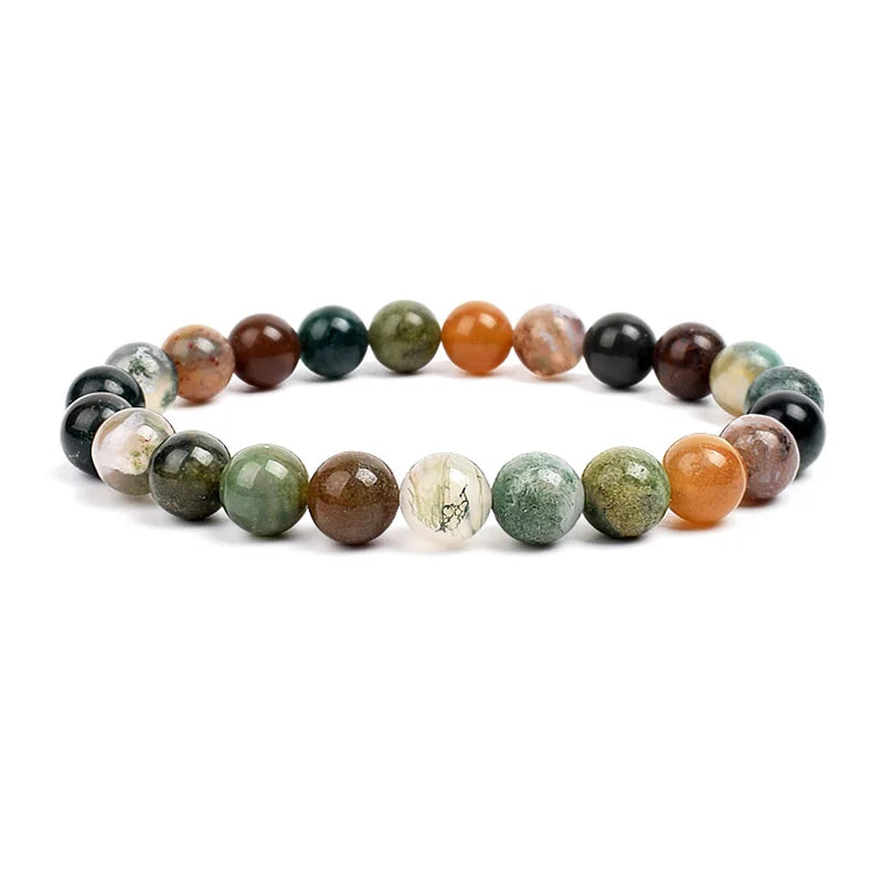 Natural Stone Beads Bracelet – Amethyst, Quartz, Jade & Agate Healing Bangle