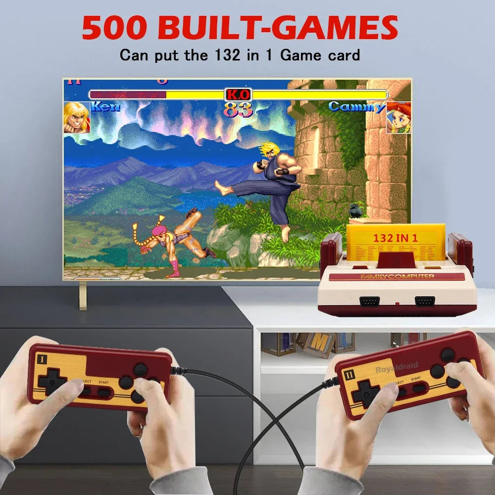 8-Bit Retro Game Console - 500 Built-In Games with Cartridge Support