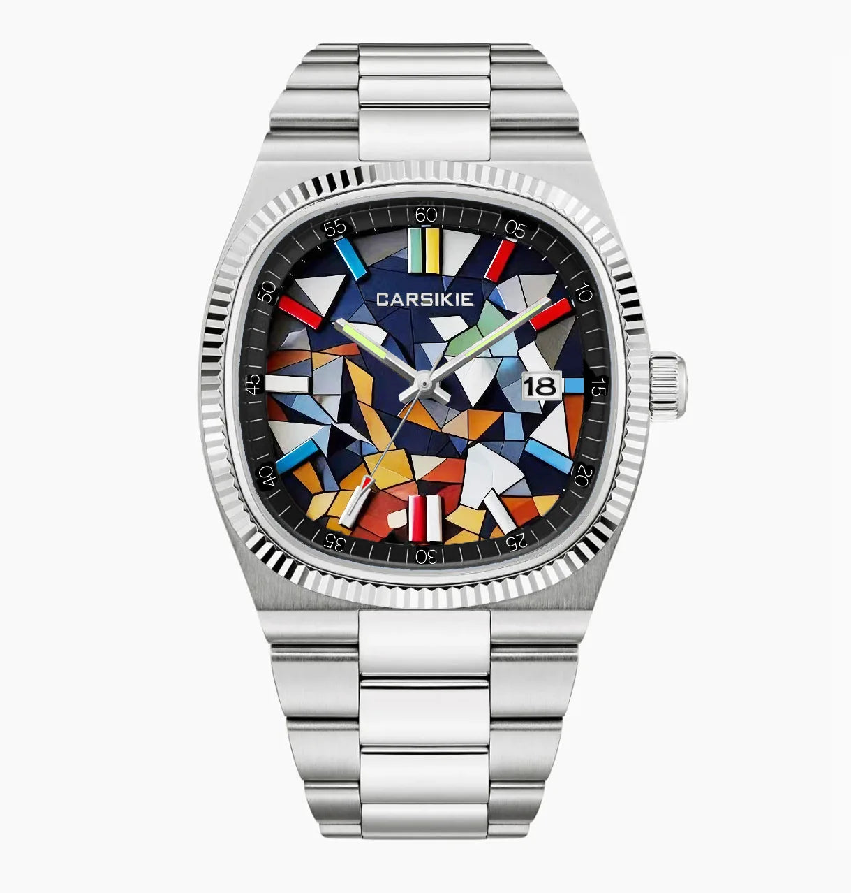 Cartoon Oil Painting Quartz Men's Watch – Casual Steel Strap Personalized Business Timepiece