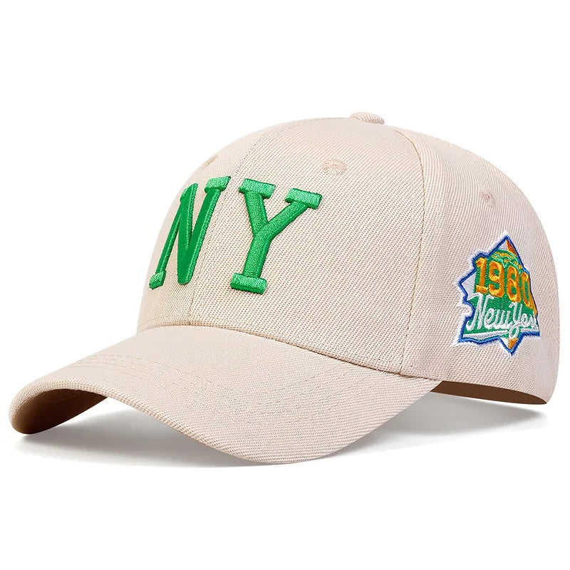 NY Letter Embroidered Baseball Cap - Adjustable Cotton Snapback Hat for Men