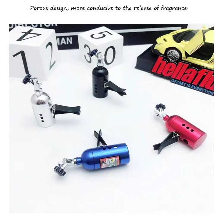NOS Nitrogen Bottle Car Air Freshener - Lemon Scent Vent Clip Aromatherapy Auto Perfume