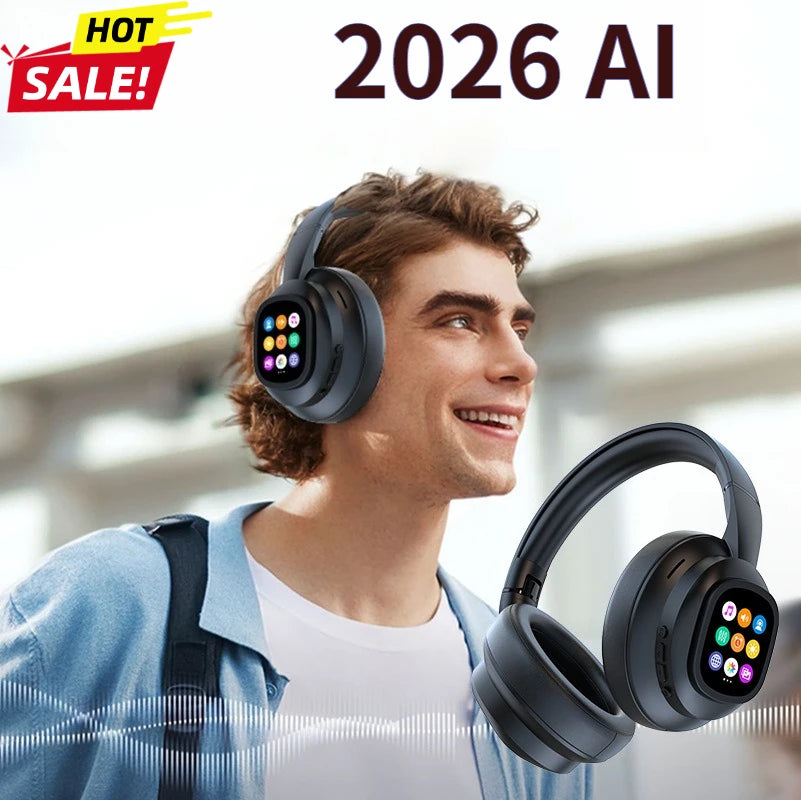 Hybrid ANC Headphones with AI Translator & LED Touch Screen - Wireless Premium Audio