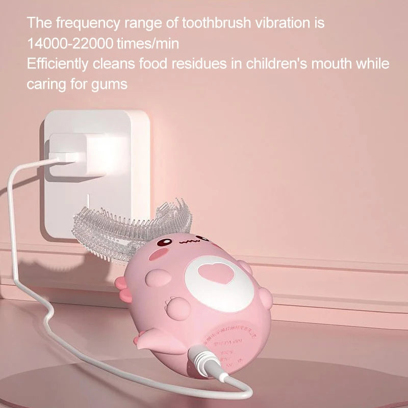 Children's U-Shaped Electric Toothbrush - 360° Smart Sonic Rechargeable Kids Toothbrush