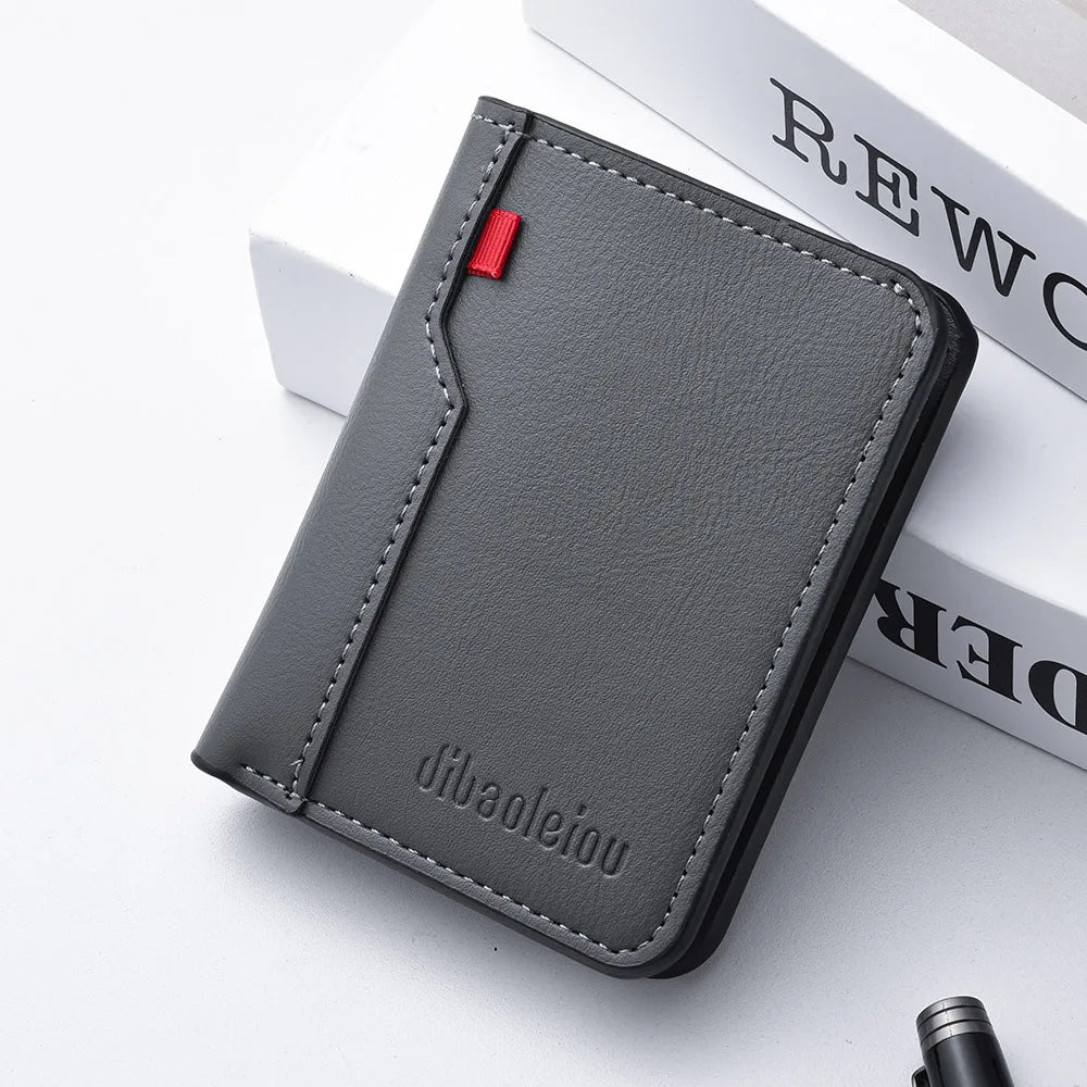 Men's Slim Leather Credit Card Wallet - Ultra-Thin Minimalist Card Holder