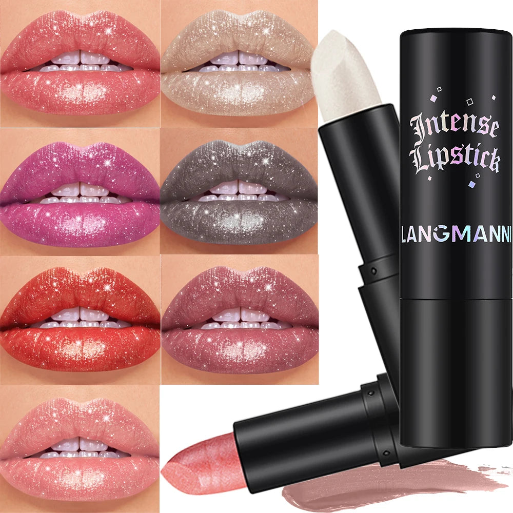 Shimmer Coral Metallic Lipstick - Glitter Diamond Waterproof Lip Gloss