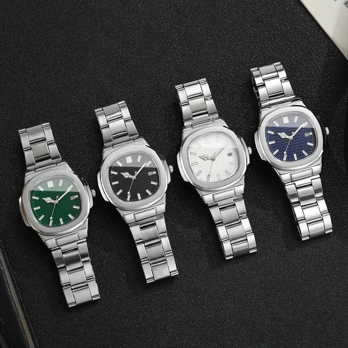 Luxury Men's Square Dial Quartz Watch – Stainless Steel Business Watch with Calendar